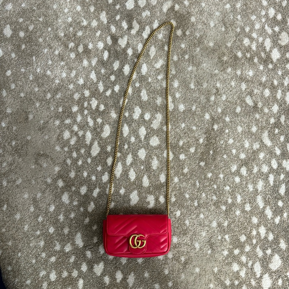 Red GG MARMONT SUPER MINI BAG